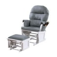 thumbnail image 3 of Miekor Furniture Glider Chair w Ottoman Gray Microfiber Luxurious Gliding Motion Chair Plush Cushion Seat Wooden Base MK6157, 3 of 9