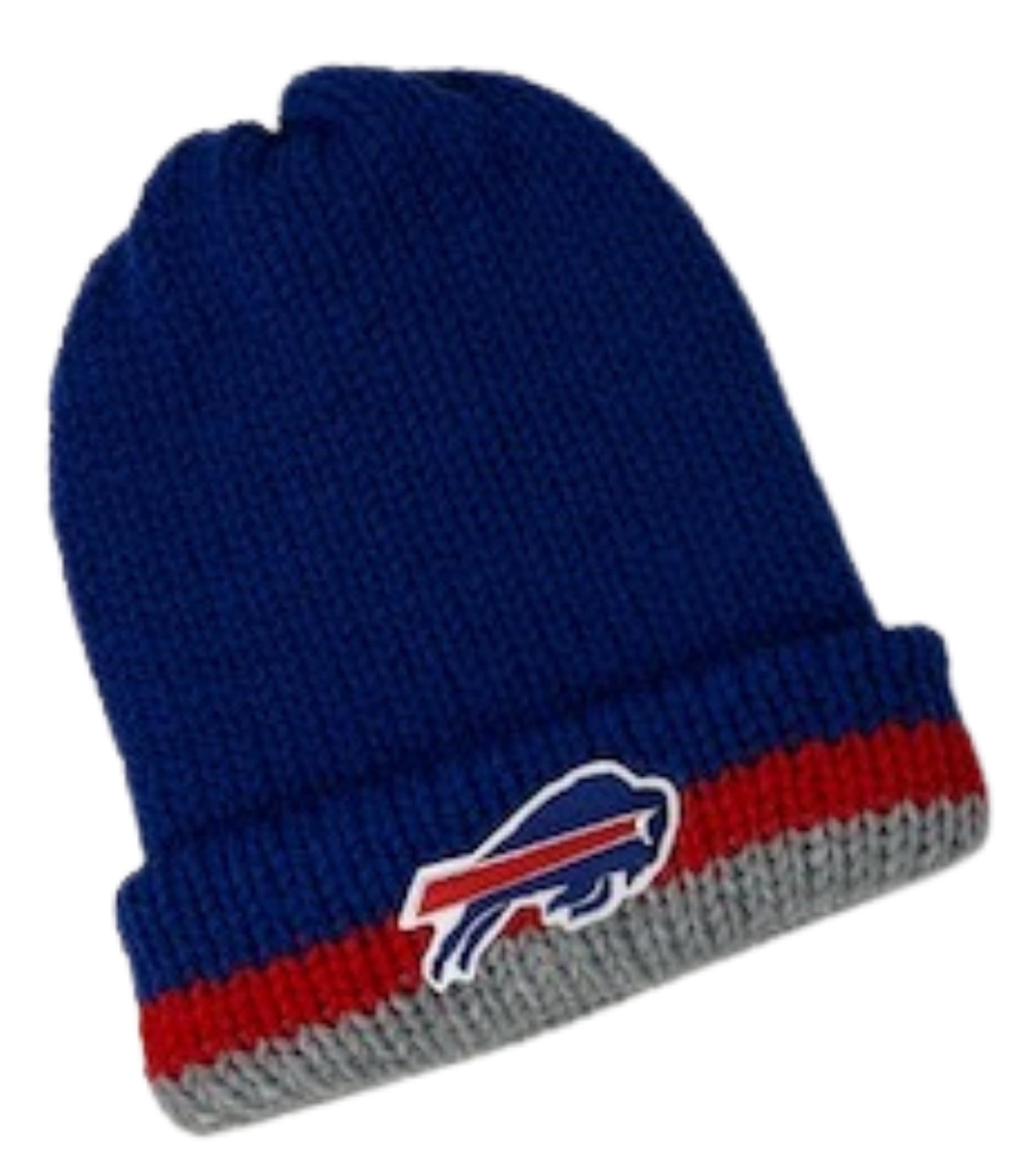 Adult Handmade Double Knit Blue Red Gray Bills Beanie Hat