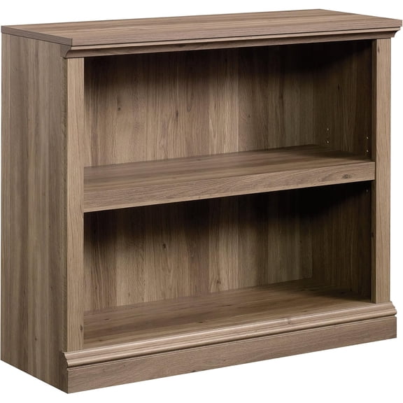 2 Tier Wooden Bookshelf with Adjustable Shelf Salt Oak Finish