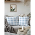 thumbnail image 3 of Waterproof Outdoor Throw Pillows with Inserts 16"x16", Blue Checkered Soft Decorative Pillowcases for Couch Bedroom, Blue White Buffalo Plaid Pillow Covers for Sofa Living Room, 3 of 8
