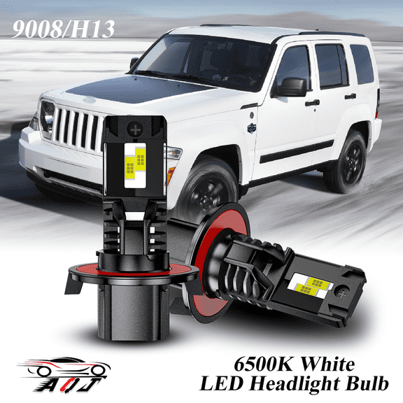 LED Headlight Fit for Jeep Liberty 2008-2012 - 30,000LM 300% Super-Bright 6500K White Bulb, Plug & Play, Pack of 2