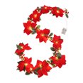 thumbnail image 2 of Cadena de luz LED Terciopelo Flor roja Cadena de luz Anillo de flor Cadena de luz Decoración al aire libre, 2 of 14