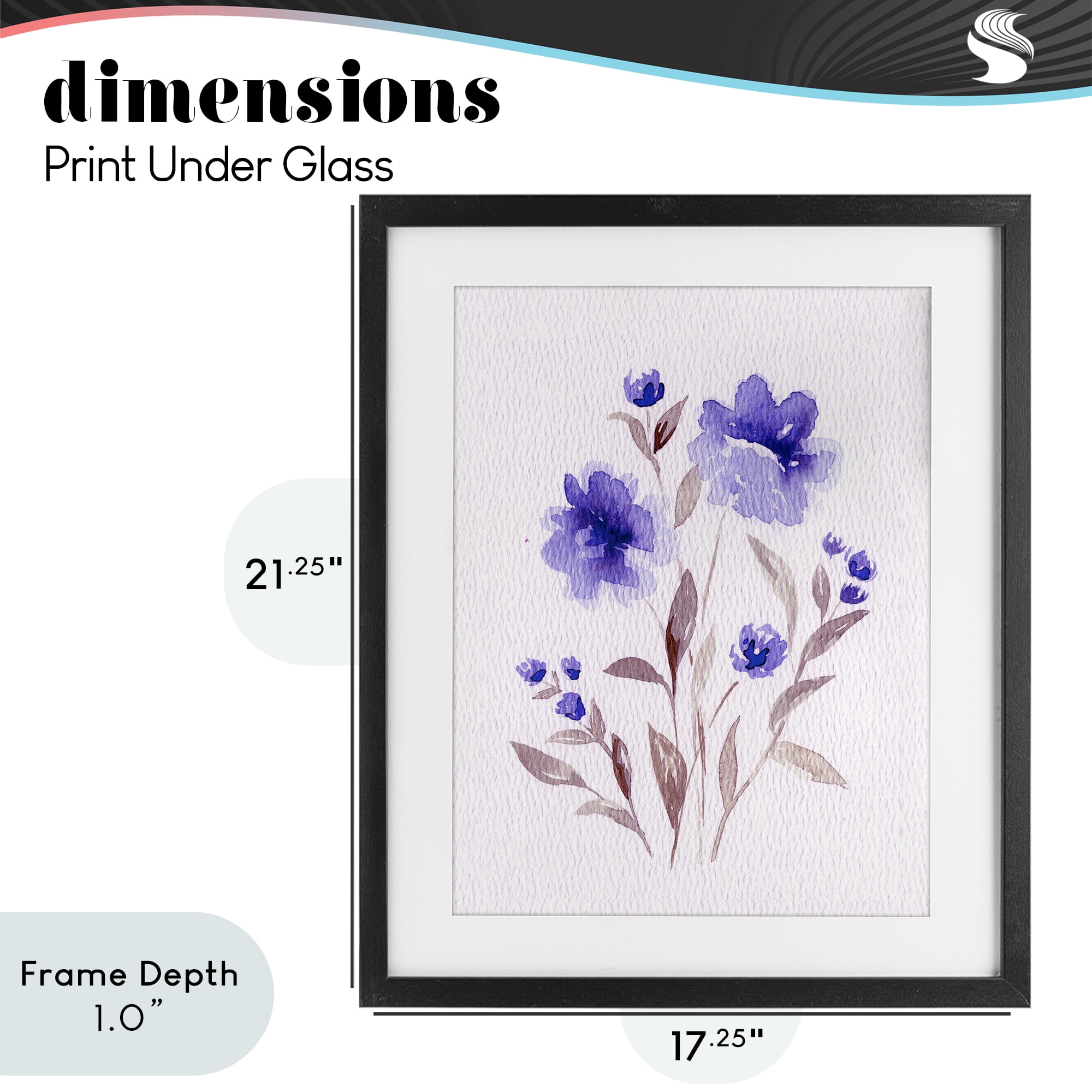 Stupell Industries Blooming Purple Flowers Black Framed Print Under Glass, design by Leah Noel Art