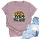 thumbnail image 2 of Liamobondopolis - Camiseta vintage de 1984 para mujer, regalo de 40 cumpleaños, con estampado de letras, estilo retro, para fiesta, informal, de manga corta, 2 of 5