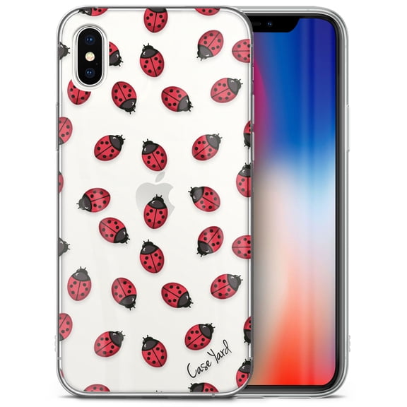 Case Yard iPhone-X Case Clear Soft & Flexible TPU Ultra Low Profile Slim Fit Thin Shockproof Transparent Bumper Protective Cover Drop Protective Cell Phone Cases (Ladybug)