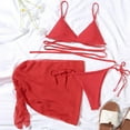 thumbnail image 2 of Abcnature Women's Bikini Swimsuits Sets, Thong Bikini Sets Beach Cover Up Chiffon Skirt Bikini Coverup Wrap New Swimwear Bikini Sets for Women Red L, 2 of 4