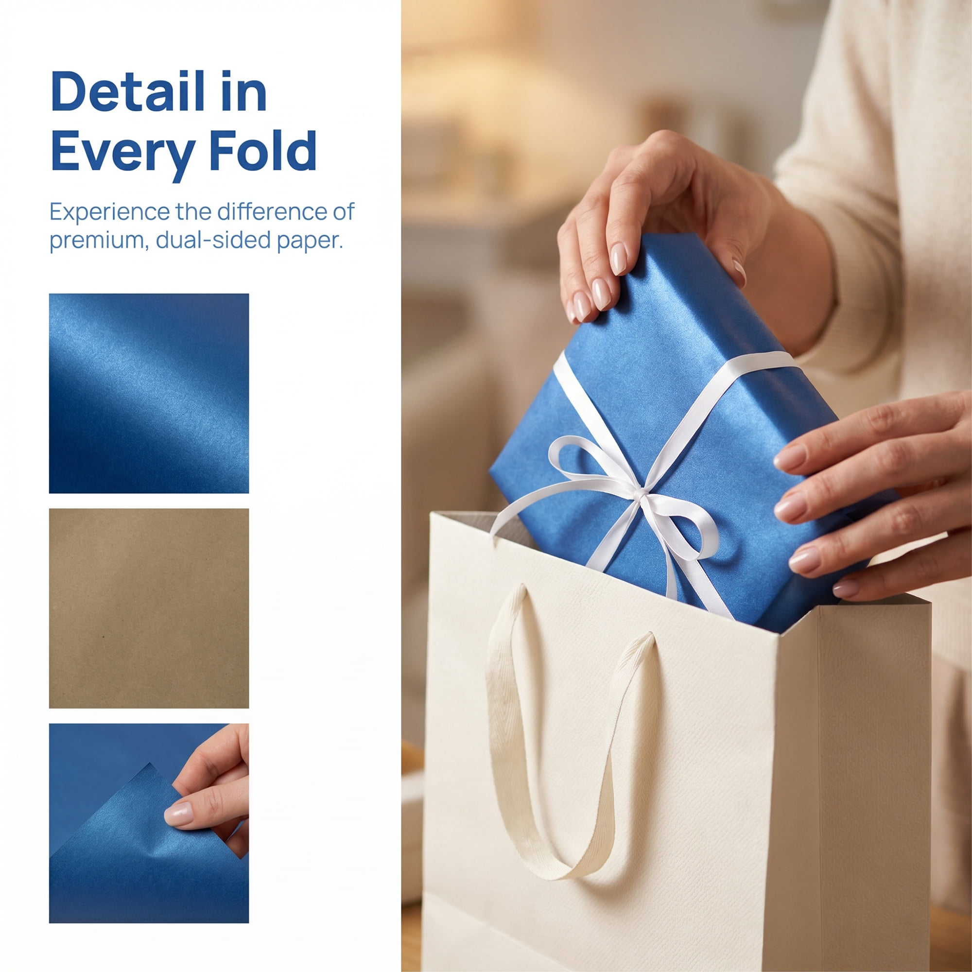 Unique Bargains 3Pcs Heavyweight Matte Gift Wrapping Paper Blue 39.4" x 27.6"