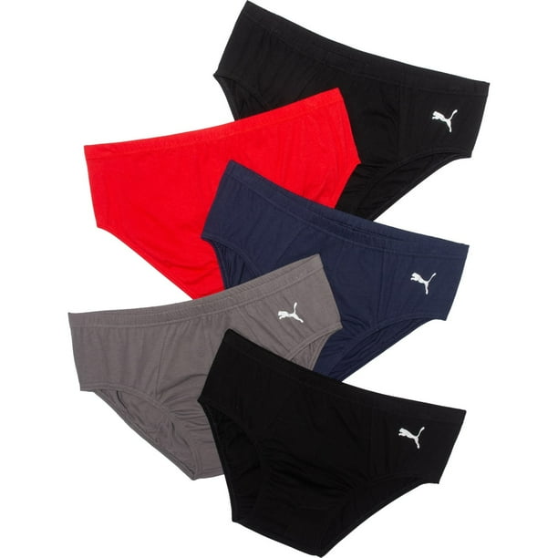 PUMA PUMA MEN'S BRIEF PACK 5 RED NAVY SZ MEDIUM UNDERWEAR X5 LOW RISE FIT
