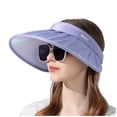thumbnail image 2 of LIIPEE Women Sun Visor Hats Solid Color Wide Brim Packable High Ponytail Hat Sunscreen Sunshade Beach Hats Protection Caps Female Trendy Casual Outings Visor Hat,Purple,One Size, 2 of 4
