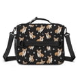 thumbnail image 2 of Corgi and Dog Paw Print Black Pattern Insulated Lunch Bag with Shoulder Strap and Bottle Holder,Bento School Lunch Bag Box,11x9.5x3.5 Inches, 2 of 5