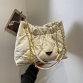 thumbnail image 3 of Bolso pequeño con cadena de diamantes estilo Chanel para mujer, nuevo bolso de mano de color liso a la moda 2025, bolso de mano informal de gran capacidad para llevar debajo del brazo., 3 of 4