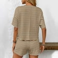 thumbnail image 4 of Uaswgudfs 2 Pack Womens Cotton Pajama Sets Stripe Short Sleeve Tops Looes Short Pants Fashion Lounge Sets Soft Fitness Loungewear Pj Set 2025, 4 of 5