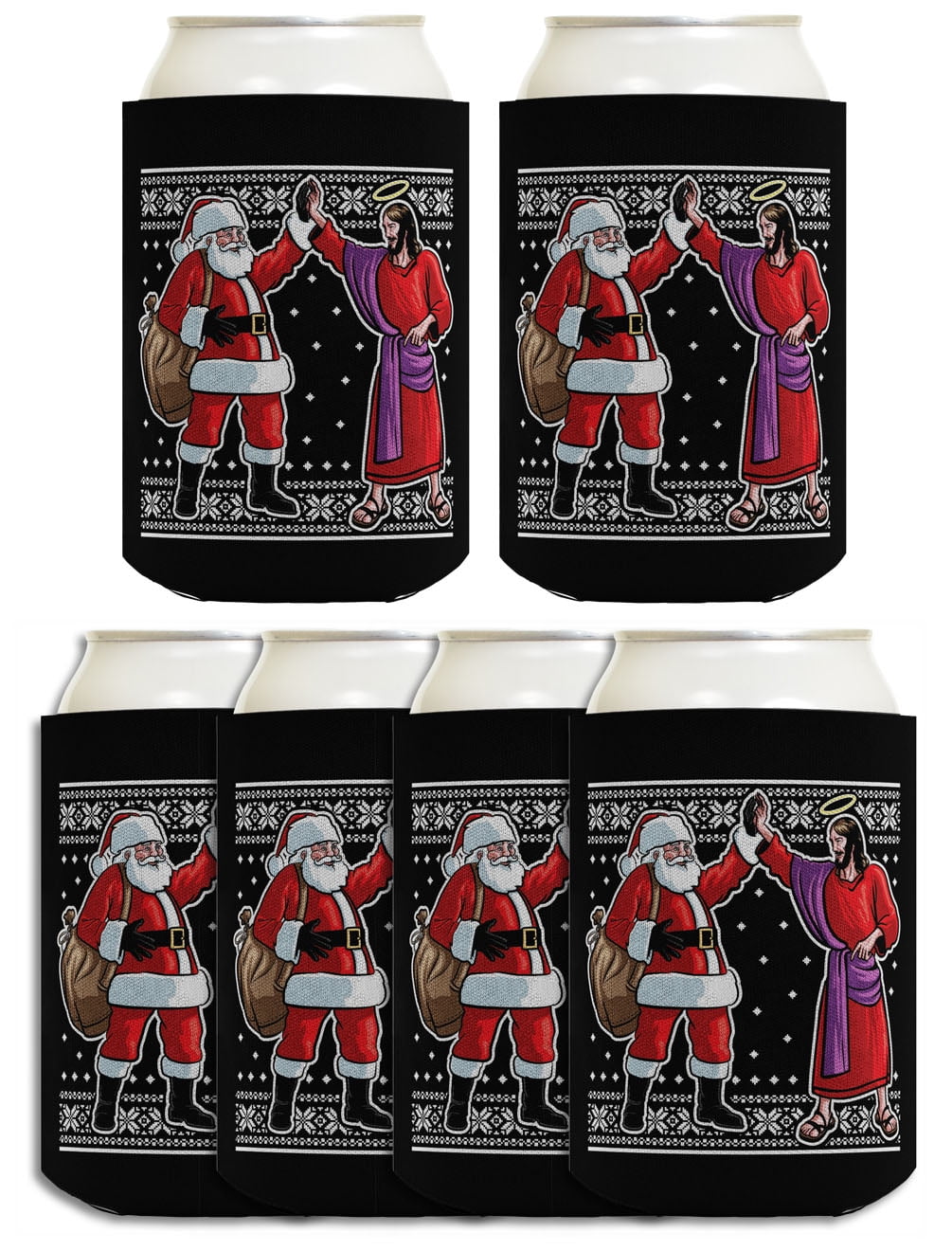 ThisWear Funny Christmas Gag Gift Santa and Jesus High Five 6pack Can