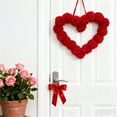 thumbnail image 4 of Valentine's Day Heart Wreath Hanging Ornaments, Romantic Wreath for Front Door, Plush Pom Pom Heart Ornament, Romantic Fluffy Love Hearts Valentines Day Decoration for Wedding Home Decor, 4 of 9