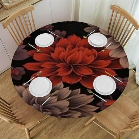 

HAOXIT Flower Brown Print Oval Table Cloths Leakproof & Sturdy Washable Table Cloth Oval Tablecloth Table Cloth Oval for Dining/Party/Buffet/Wedding Fits for Round table 31-35