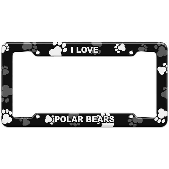 I Love Animals - Polar Bears - Plastic License Plate Frame