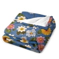 thumbnail image 3 of Floral Colorful Flower Flannel Blanket Lightweight Blanket for Couch Sofa Bed, Super Soft Cozy Print Warm Blanket, 3 of 7