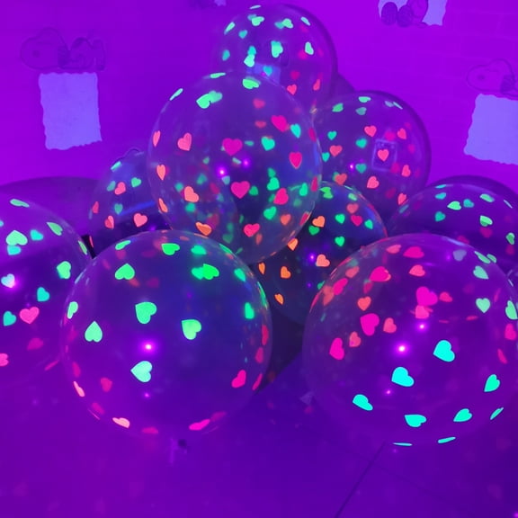 12 inch fluorescent gas star black luminous proposal Party birthday decoration polka dot high transparent balloon suit - style：Transparent Love；