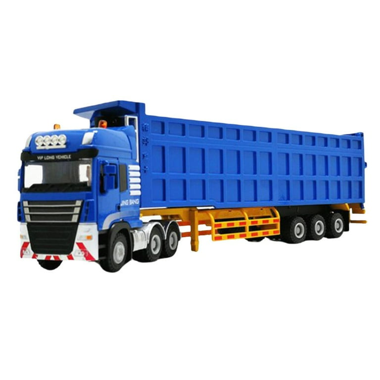1 50 Scale Semi Trailer Heavy Truck Model Metal Diecast Transport Truck Alloy Car toy children kids Birthday Party Supplies Blue