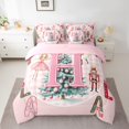 thumbnail image 2 of Homewish Pink Monogrammed H Bedding Comforter Set 7pcs for Teens, Merry Christmas King Bedding Sets, Kawaii Xmas Tree Nutcracker Reversible Bed Sheets, Luxury Bedroom Decor, 2 of 7