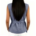 thumbnail image 4 of Sewkxo Womens Linen Cotton Crop Tank Tops Tie Wrap Sleeveless Crew Neck Shirts Casual Summer Beach Going Out Tops,Blue L, 4 of 5