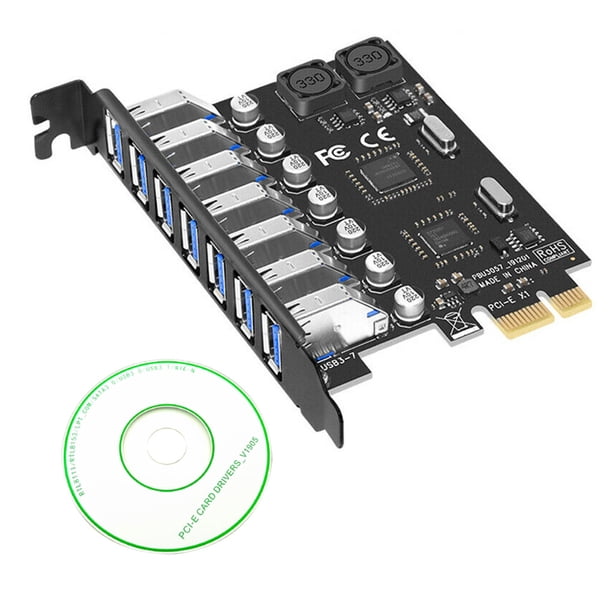 Placa adaptadora PCI-E a USB Placa de expansión de alta velocidad de transmisión de datos USB 3.0 con 7 puertos Guardurnaity EL001518-00