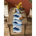 thumbnail image 4 of Blue White Ombre Table Runner Modern Geometric Moire Abstract Art Tablerunners 14 x 72 Inch, Table Decorations Tabletop Scarf for Summer Gathering Holiday Farmhouse Kitchen Dining Decor, 4 of 6