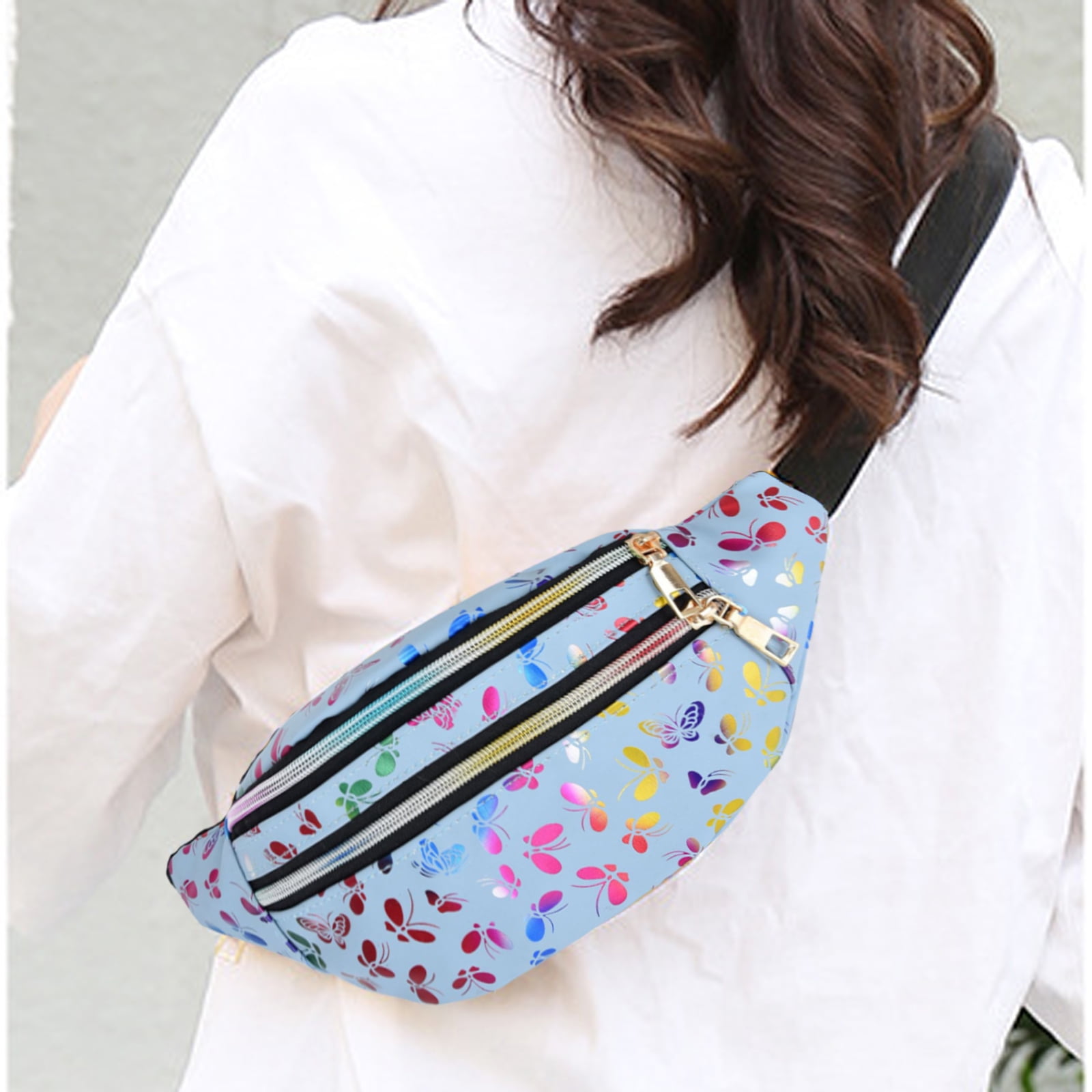 Women Waist Bag Waterproof Belt Bag Butterfly Print Outdoor Crossbody Chest Bag  Female Fashion Casual Fanny Pack