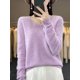 thumbnail image 1 of Suéter de mujer 100 % lana merino, cuello en V, manga larga, jersey básico de otoño e invierno, prendas de punto de cachemira, ropa cálida para mujer, 1 of 5