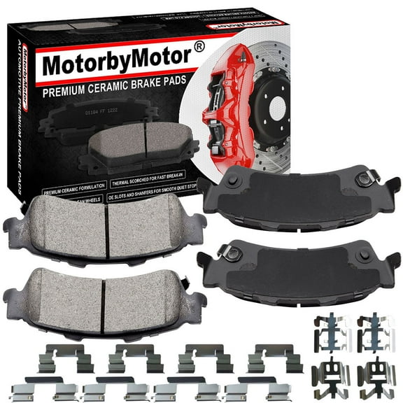 Rear Ceramic Brake Pads w/Hardware Kits Fits for Cadillac Deville DTS Escalade, Chevrolet Astro Silverado 1500, GMC Tahoe Safari Sierra 1500 Yukon-4 Pack Fits select: 2006 CHEVROLET SILVERADO C1500