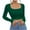 Green-01, variant on STETMN Women's Ribbed Crop Top Square Neck Tight Fall Long Sleeve Blouse Sexy Date Shirts