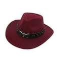 thumbnail image 1 of Fedora Hat Cow-head Decor Wide Brim Western Style Soft Touch Head Protection Autumn Winter Felt Hat for Travel, 1 of 10