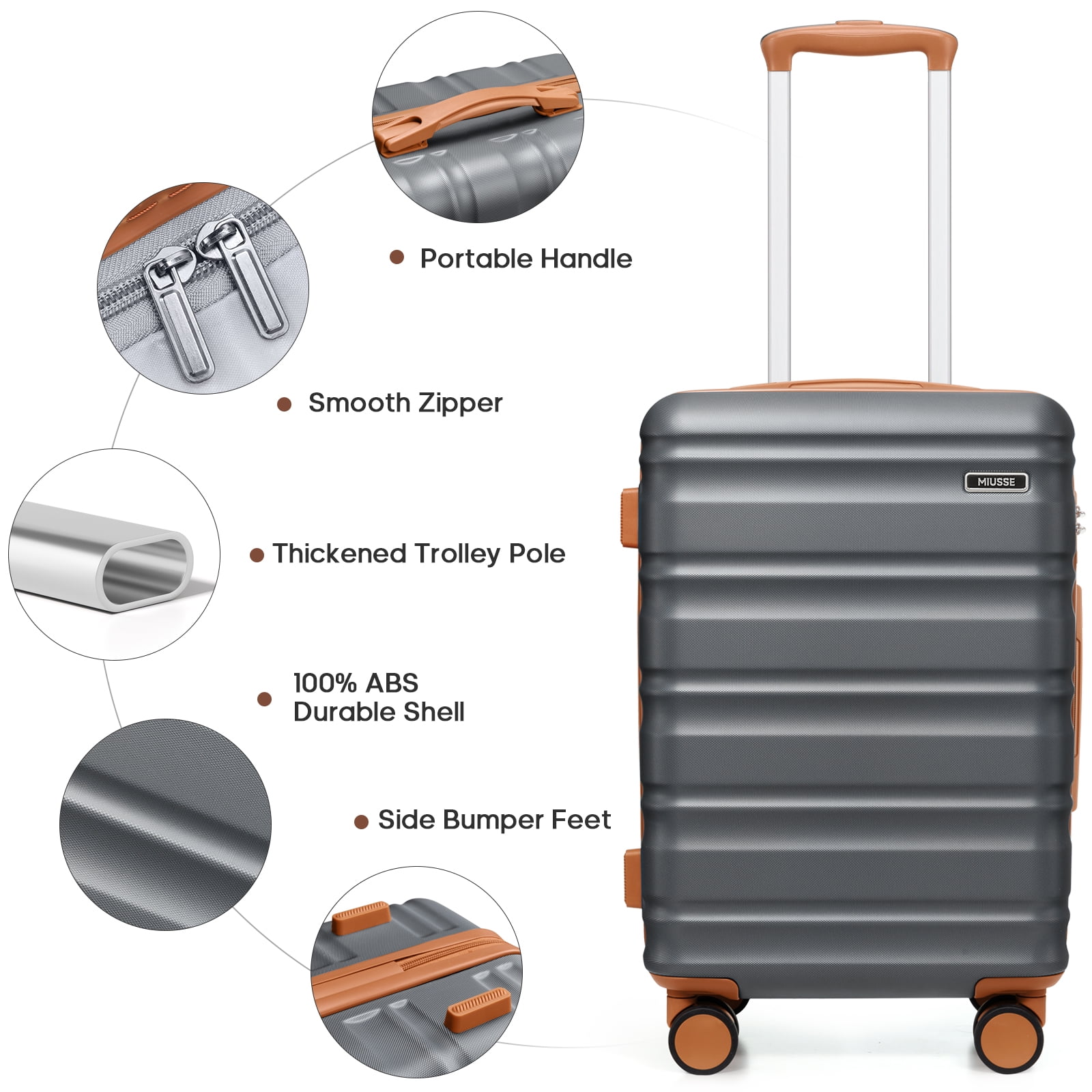 MIUSSE Hard Shell Luggage Sets 7 Pieces, 28/24/20 inch Suitcase Sets with Spinner Wheels & TSA Lock, Hard Case Luggage Set with Travel Backpack and Packing Cubes