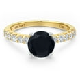 thumbnail image 3 of Gem Stone King 14K Two Tone Gold Black Onyx and Lab Grown Diamond Engagement Ring for Women | 1.18 Cttw | Round 6MM | Gemstone December Birthstone | Available in Size 5,6,7,8,9, 3 of 6