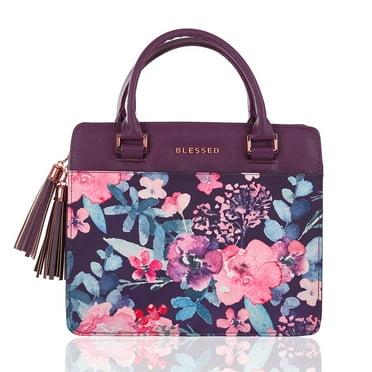 Blessed Purple Floral Purse-Style Bible Cover