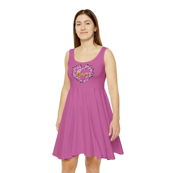 Women's Pink Heart Skater Dress