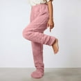 thumbnail image 2 of KHONTS Women's Plush Fleece Footed Pajama Pants Comfy Soft Winter Casual Home Trousers Hot Pink XL, 2 of 5
