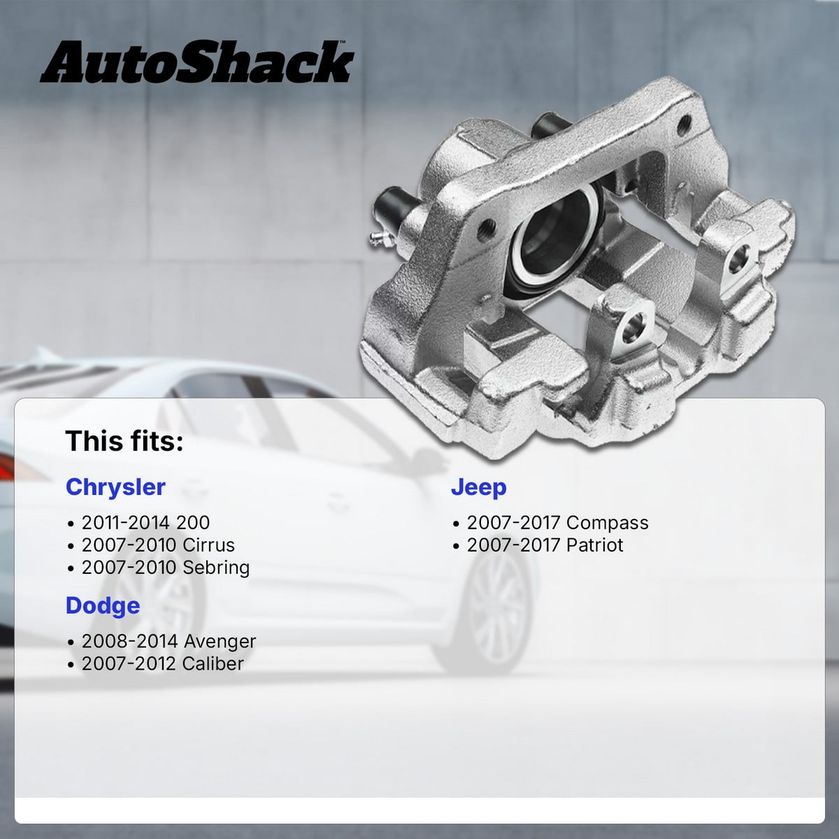 AutoShack Front & Rear Brake Calipers for Jeep, Dodge & Chrysler, Patriot 2007-2017 Compass 2007-2017 Avenger 2008-2014 200 2011-2014, FWD AWD 4WD L4 2.0L 2.4L V6 2.7L 3.5L 3.6L