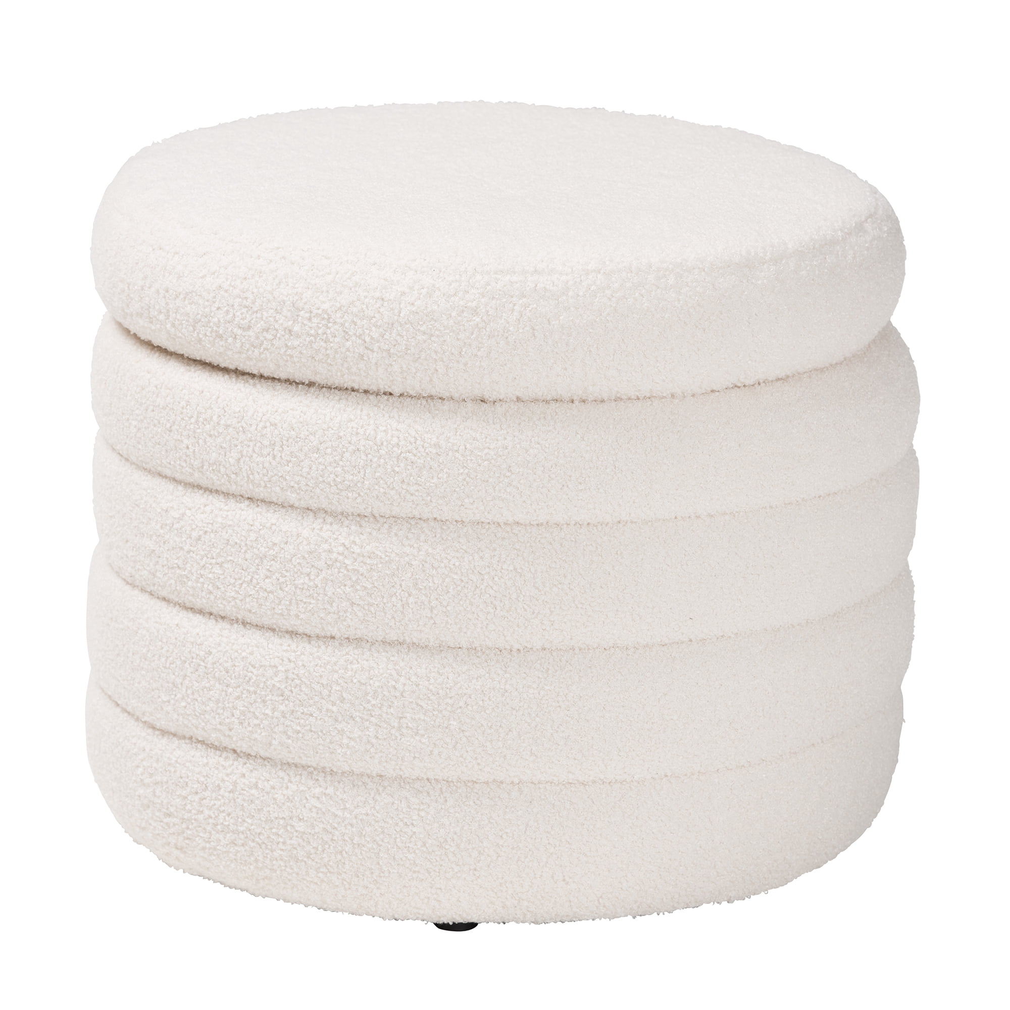 Baxton Studio Tabitha Modern and Contemporary Ivory Boucle Upholstered Storage Ottoman
