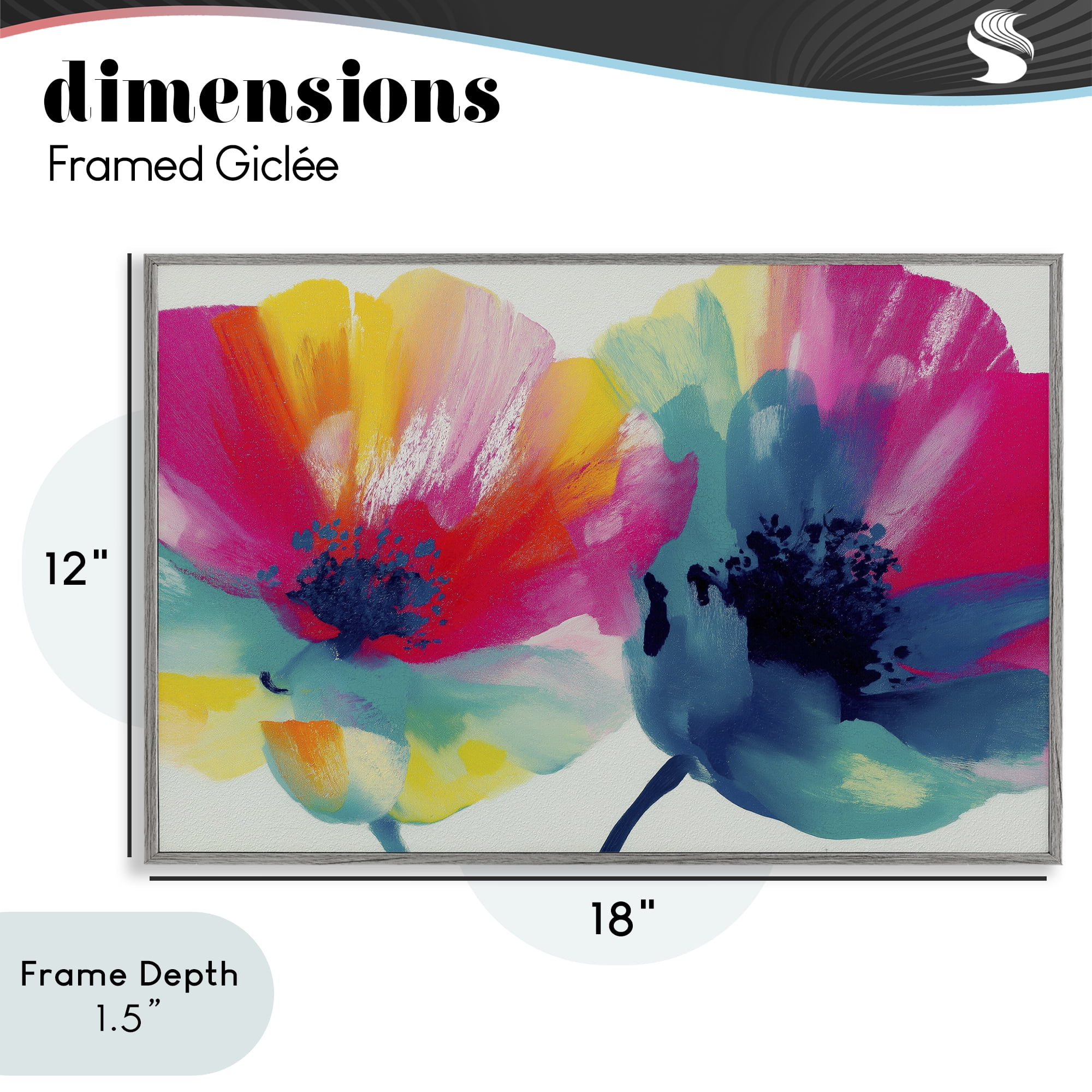 Stupell Industries Two Colorful Poppies Gray Framed Giclee Art, design by Chromatic Storm Studio