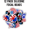 thumbnail image 3 of American Silicone Focal Bead Set  12 Pack Patriotic USA Flag Mom Bun 4th of July Bulk Wholesale Red White Blue Gnome Heart Sunflower Bull Skull Flipflop Keychain Making Kit Beaded Pen Freshie Hanger, 3 of 6