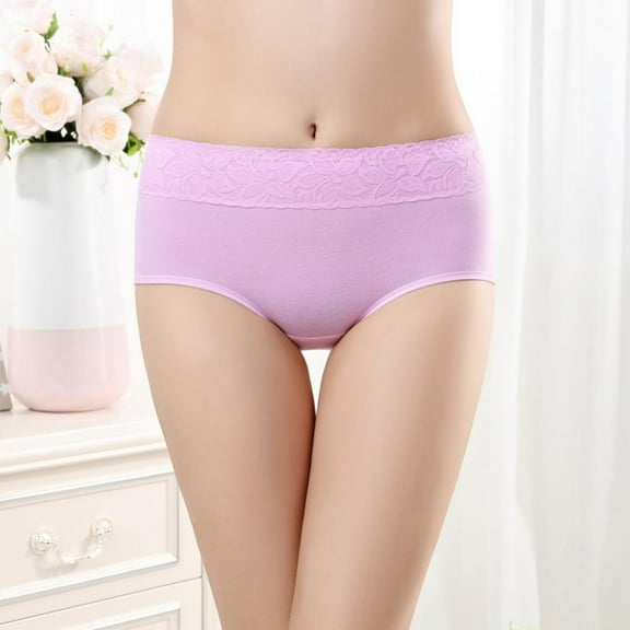 Breathe Cotton Brief Underwear for Women Mid-Rise Floral Postpartum Hipster Ladies Lace Panties Girls Full Coverage Briefs Cotton Stretch Briefs