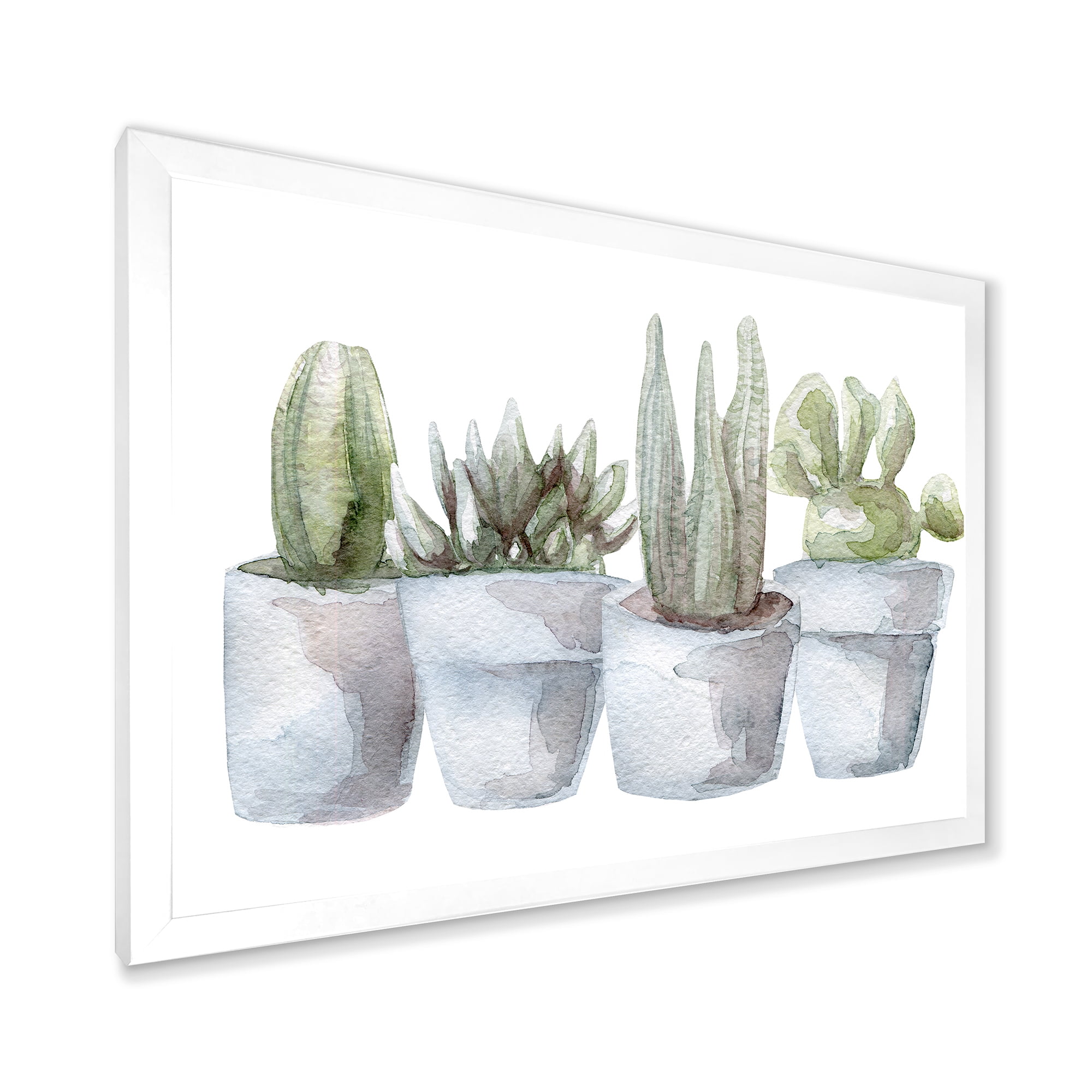Designart 'Succulent and Cactus House Plants V' Farmhouse Framed Art Print