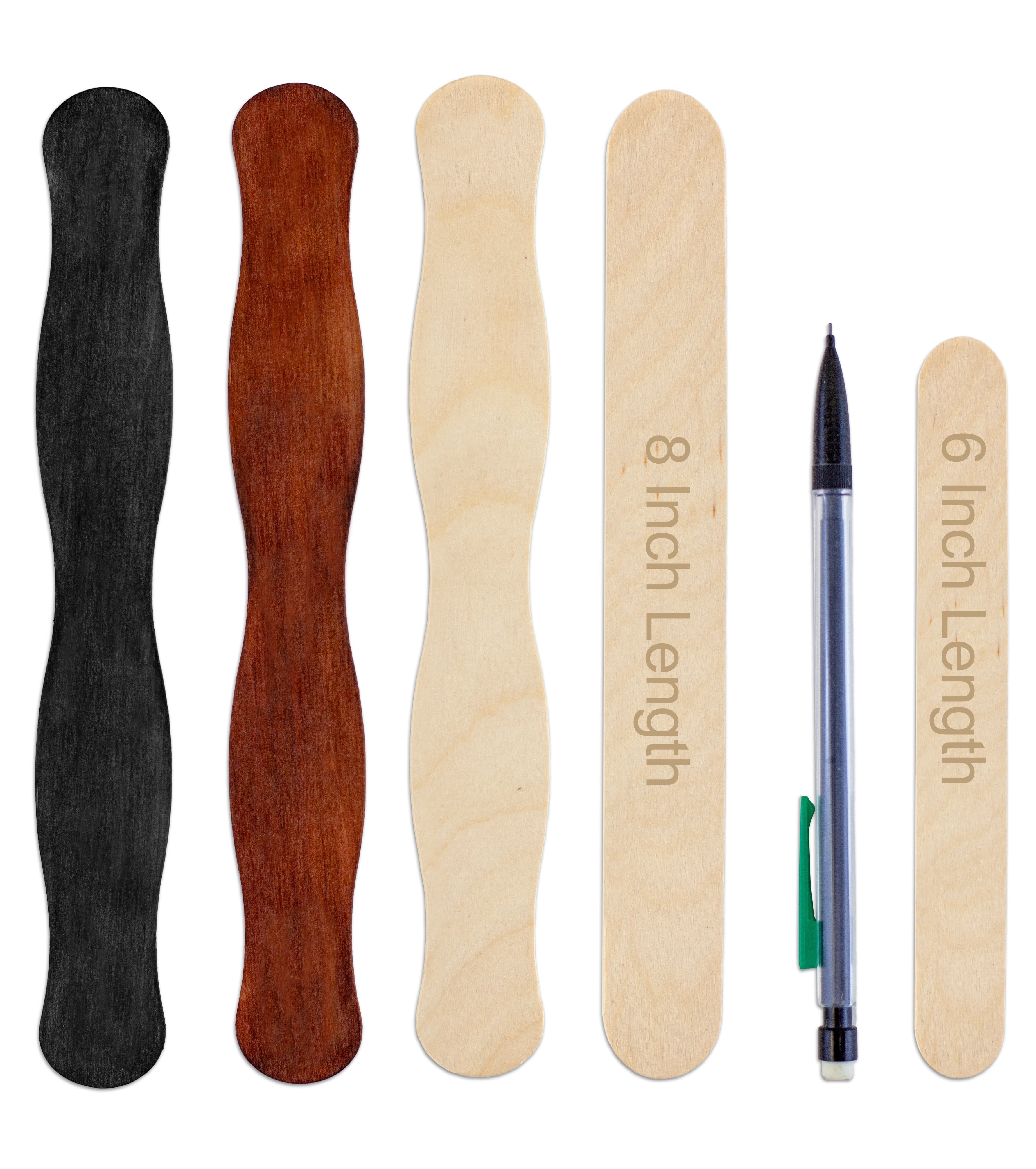 100 Pack Black Painted Wavy Craft Sticks for Fan Handles, Craft Supplies, Wedding Fans, Auction Paddles, 8 Inch Jumbo Black Popsicle Sticks
