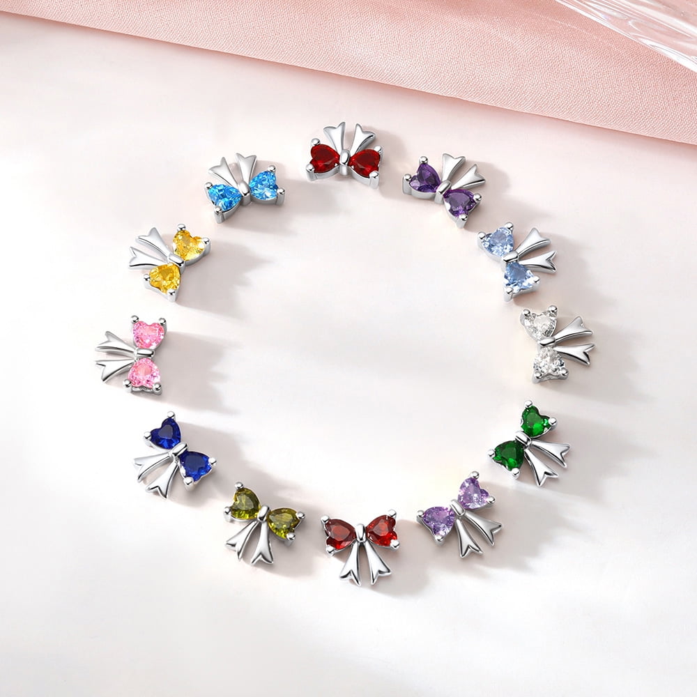 ChicSilver 925 Sterling Silver Stud Earrings Hypoallergenic Created Garnet Stud Earring Red Bow Earring January Birthstone Earrings for Women