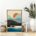 thumbnail image 2 of PixonSign Framed Canvas Print Wall Art Orange Sun Over Mountains and Sea Abstract Wilderness Illustrations Modern Art Rustic Multicolor Neon Boho Decor for Living Room, Bedroom - 24"x36" Natural, 2 of 5