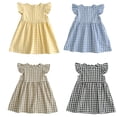 thumbnail image 3 of MXIEZI Little Girl's Flutter Sleeve Dress Plaid A-Line Princess Dresses Baby Kids Toddler Summer Crewneck Sundress for 1-6 Years old, 3 of 9