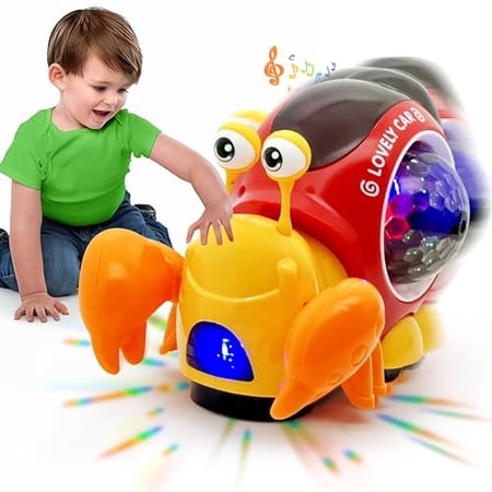 Crab-Crawling Baby-Toy Infant Sensory Tummy time Toys 3 4 5 6 7 8 9 10 11 12 Babies with Dazzling Lights Music Walking & Interactive Features Perfect Christmas-Birthday Gifts for Little Girls Boys
