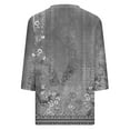 thumbnail image 5 of LEBONYARD Womens Fall Fashion 2024 Womens Tops under $5,Women's Fashion Casual Print V-neck 3/4 Sleeve Top Long Sleeved V-neck Top/Shirt Gray XXXL, 5 of 5