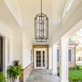 thumbnail image 4 of 12 Light Chandelier,Black Lantern Light Fixtures with Farmhouse Metal Cage Adjustable Height Rustic Geometric Hanging Light E12 Base for Kitchen Island,Entryway,Indoor, 4 of 9